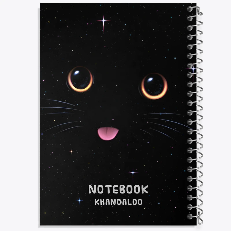 دفتر ژورنال نویسی 50 برگ خندالو مدل نقطه ای طرح گربه سیاه کد N6605