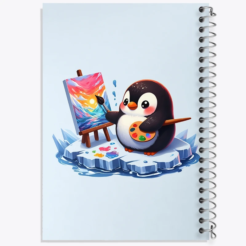 دفتر طراحی 50 برگ خندالو طرح پنگوئن نقاش کد N3596