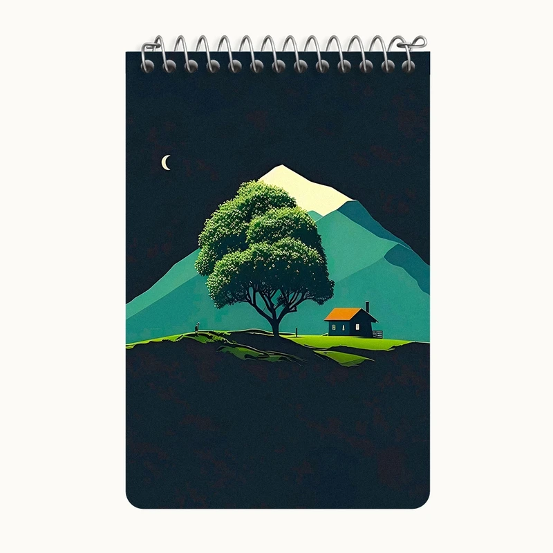 دفتر یادداشت 50 برگ خندالو طرح منظره شب کد F8827