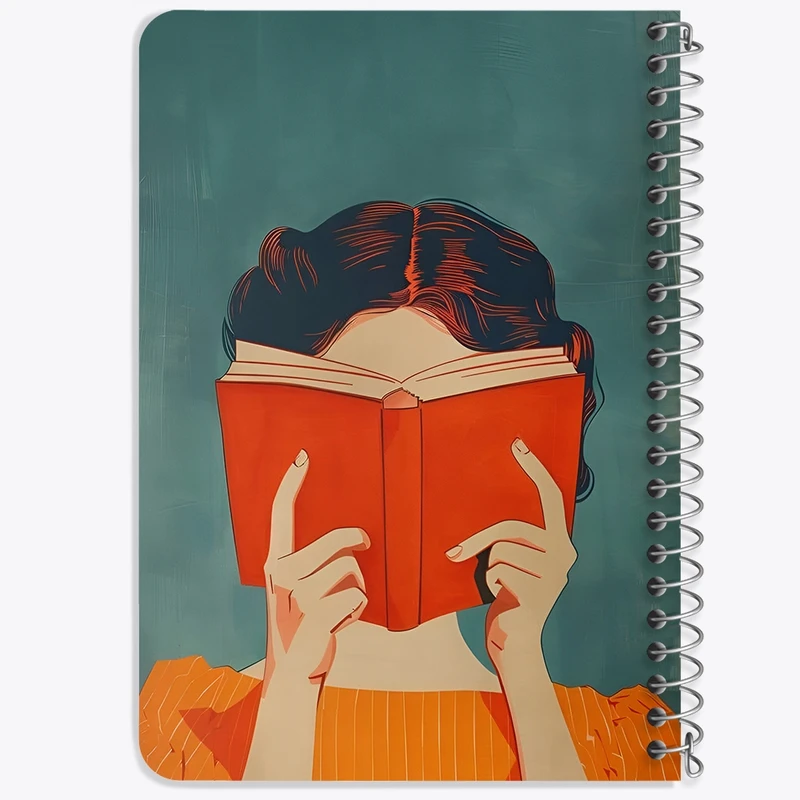 دفتر یادداشت 50 برگ خندالو طرح دختر کتابخوان کد F7318