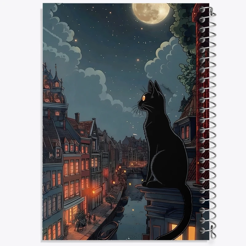 دفتر طراحی 50 برگ خندالو طرح گربه و شهر کد F4551