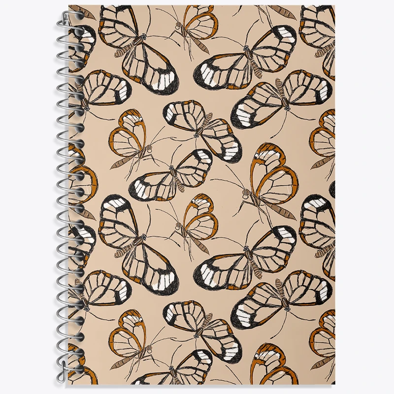 دفتر زبان 50 برگ خندالو مدل دو خط طرح پترن پروانه کد N8882