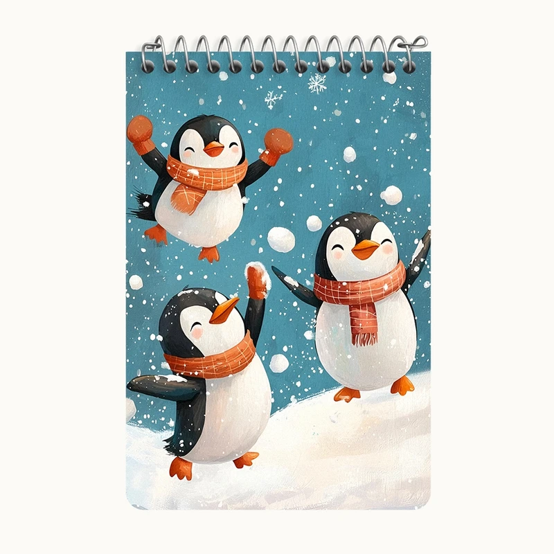 دفتر یادداشت 50 برگ خندالو طرح پنگوئن های بامزه کد F8702