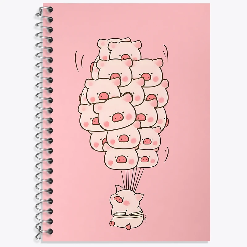 دفتر زبان 50 برگ خندالو مدل سه خط طرح خوک های بامزه کد N7174