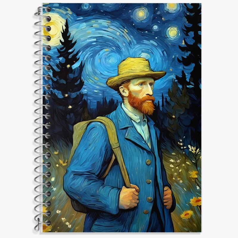 دفتر زبان دوخط 50 برگ خندالو طرح ونسان ونگوگ کد F8788