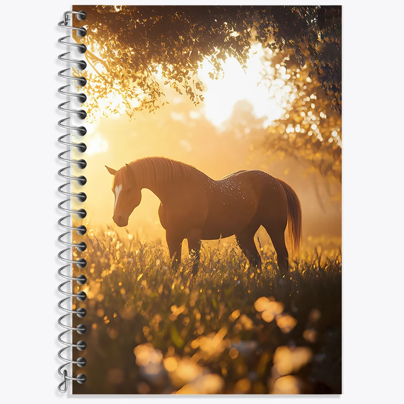 دفتر زبان دوخط 50 برگ خندالو طرح منظره غروب و اسب کد F14378