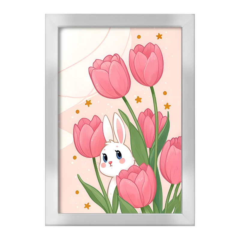 تابلو خندالو طرح خرگوش و گل کد F12862