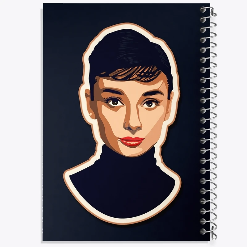 دفتر طراحی 50 برگ خندالو طرح آدری هپبورن (Audrey Hepburn) کد F1999