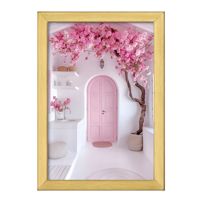 تابلو خندالو طرح خانه ی صورتی مینیمال کد F7477