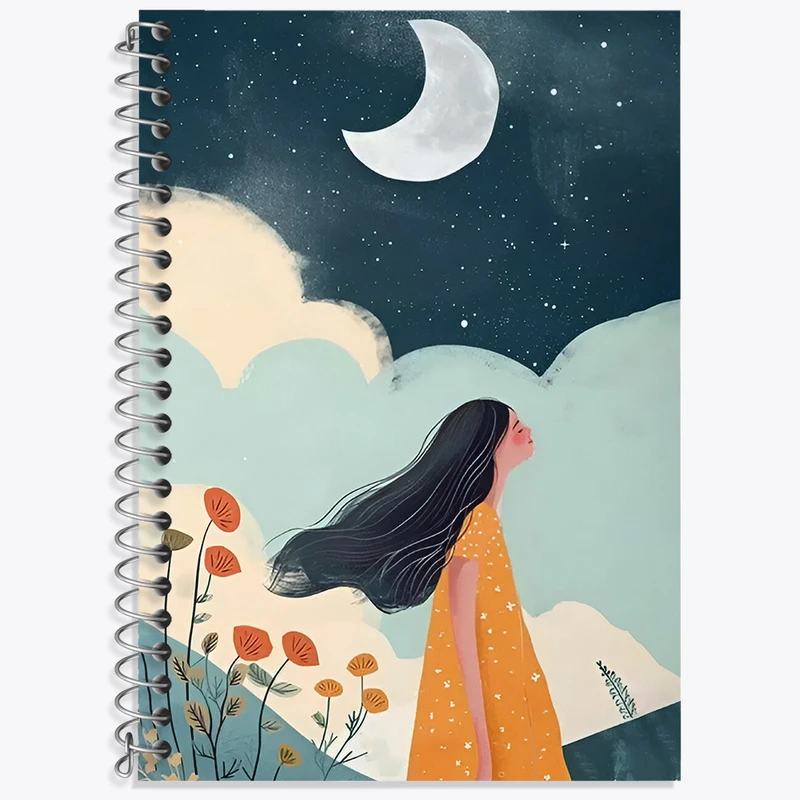 دفتر زبان 50 برگ خندالو مدل دو خط طرح دختر رها در باد کد N6301