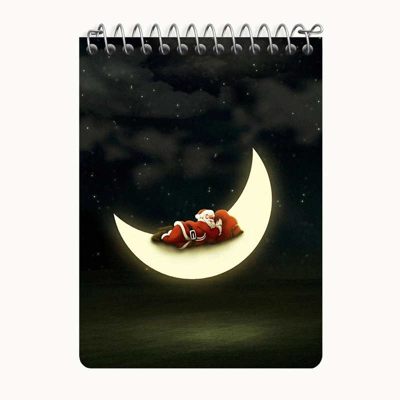 دفتر یادداشت 50 برگ خندالو طرح بابانوئل و ماه کد N6330