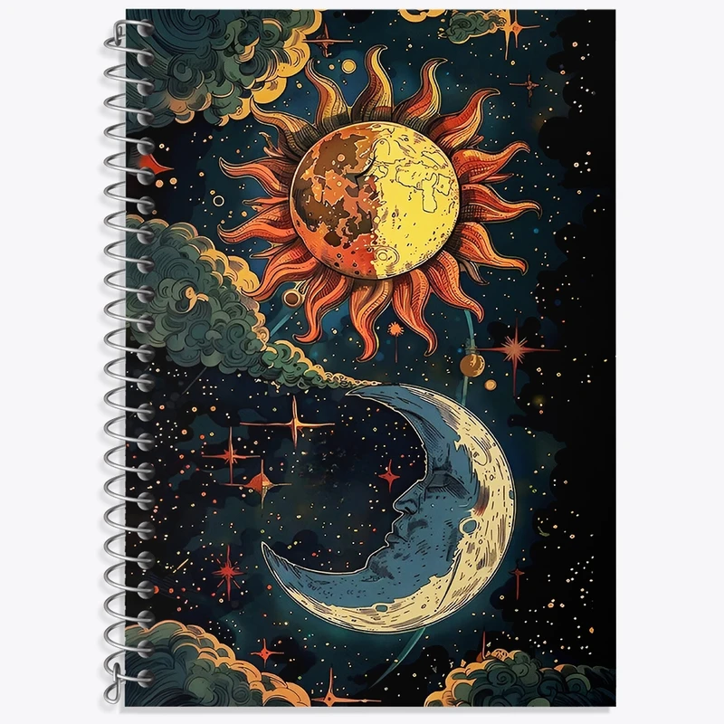 دفتر لغت 50 برگ خندالو طرح خورشید و ماه کد F4652