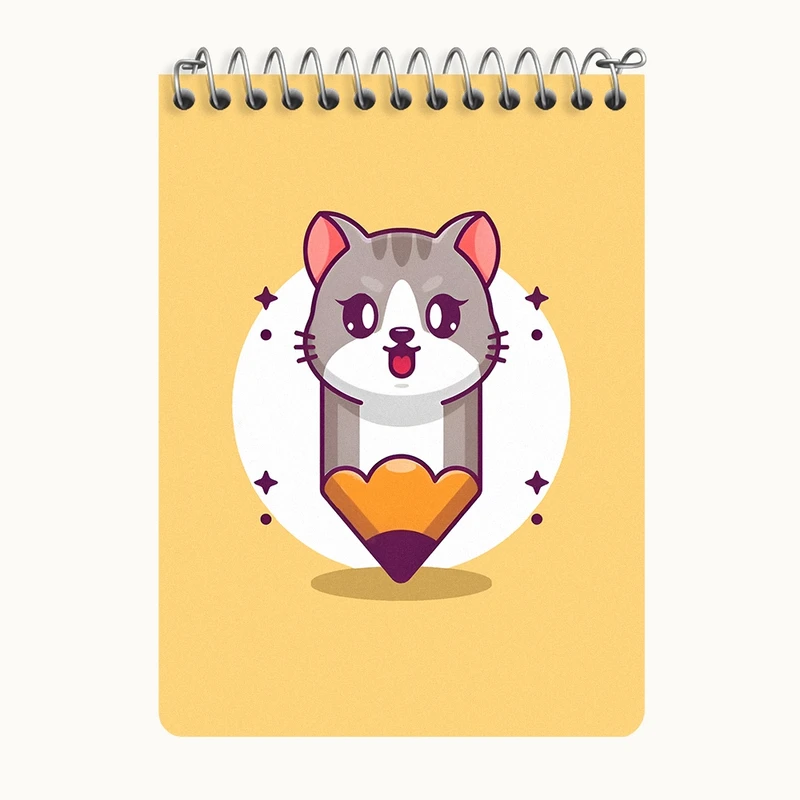 دفتر یادداشت 50 برگ خندالو طرح گربه مدادی کد N7146