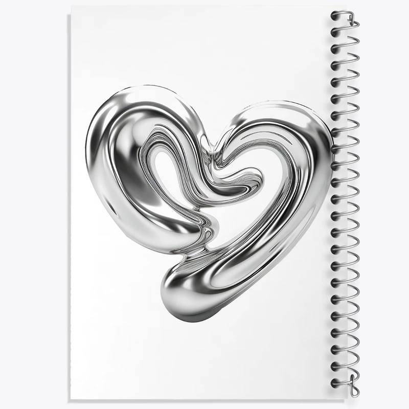 دفتر طراحی 50 برگ خندالو طرح قلب کروم کد F3904