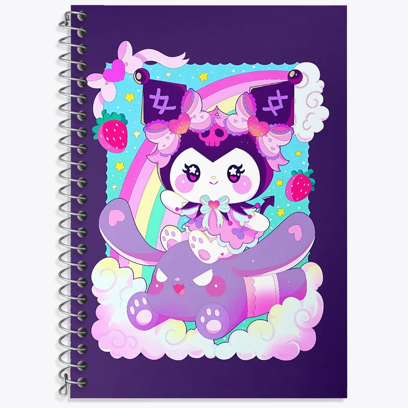 دفتر زبان 50 برگ خندالو مدل دو خط طرح کرومی (Kuromi) کد N8977