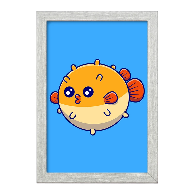 تابلو خندالو طرح حیوانات بامزه ماهی بادکنکی کد 29640