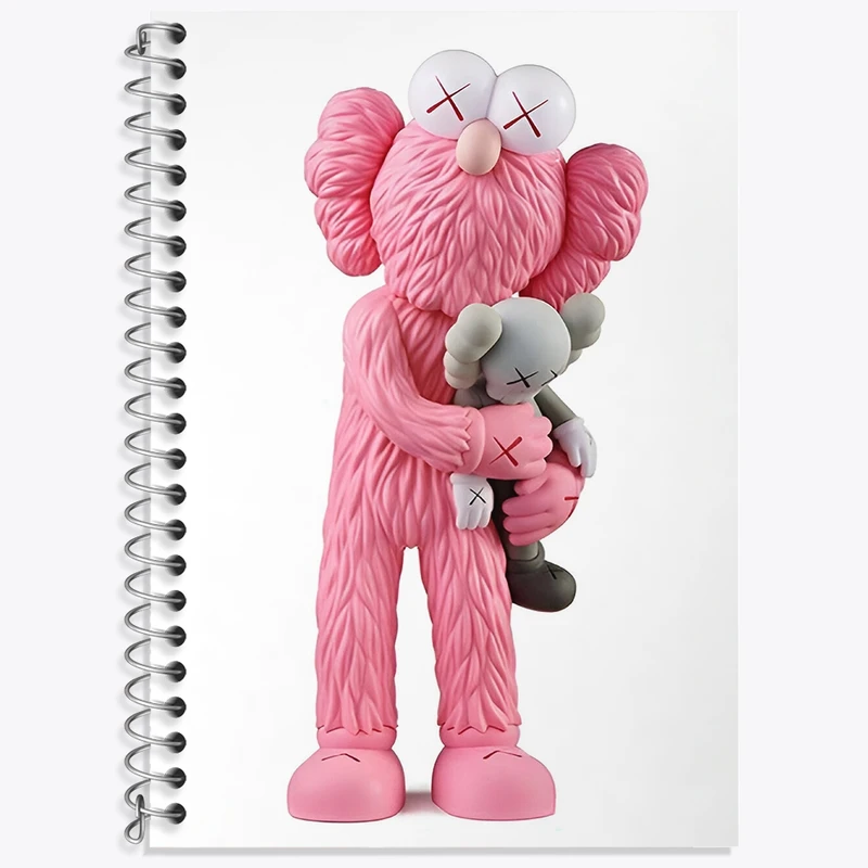 دفتر زبان 50 برگ خندالو مدل سه خط طرح عروسک کاز (kaws) کد F3995