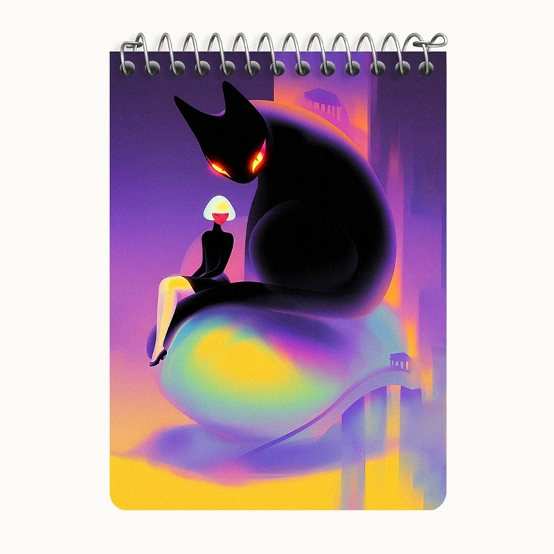 دفتر یادداشت 50 برگ خندالو طرح گربه و دختر کد N6261