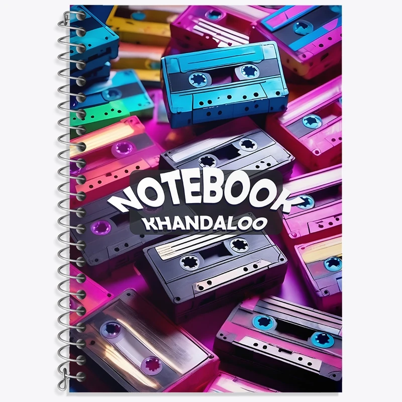 دفتر زبان 50 برگ خندالو مدل سه خط طرح پترن نوار کاست کد N7636