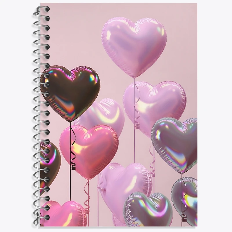 دفتر زبان 50 برگ خندالو مدل سه خط طرح بادکنک قلبی کد N6128