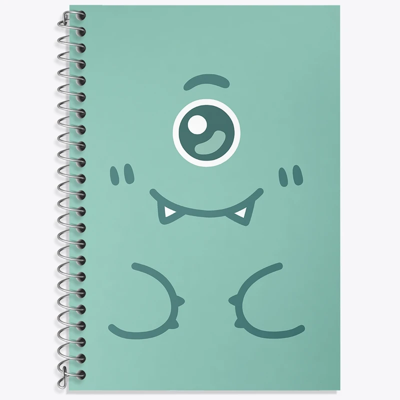 دفتر زبان 50 برگ خندالو مدل سه خط طرح هیولای سبز بامزه کد N7108