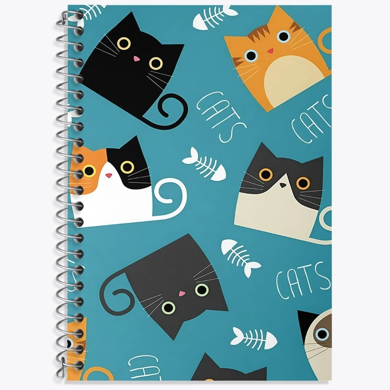 دفتر زبان 50 برگ خندالو مدل سه خط طرح گربه (Cat) کد F4872