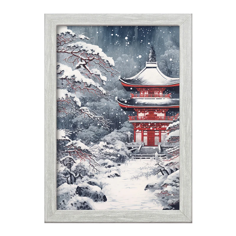 تابلو خندالو طرح خانه ی ژاپنی برفی کد F3570