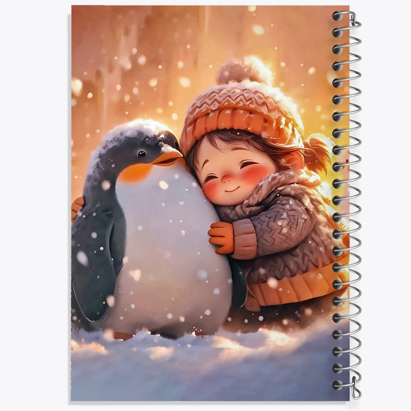 دفتر مشق 50 برگ خندالو طرح دختر و پنگوئن کد F8704