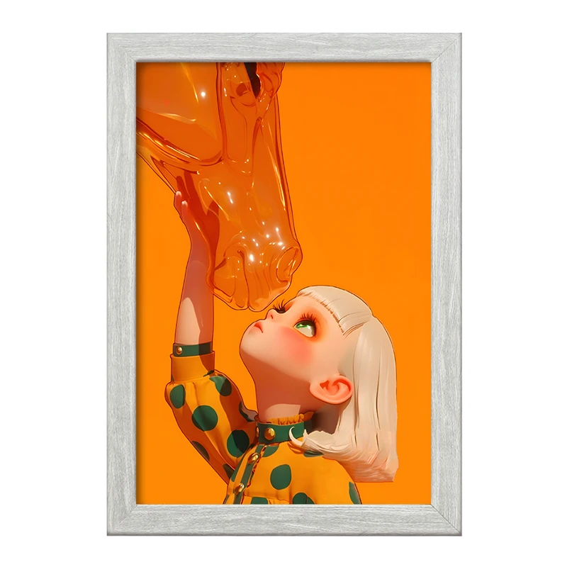 تابلو خندالو طرح دختر و اسب شیشه ای کد F10533