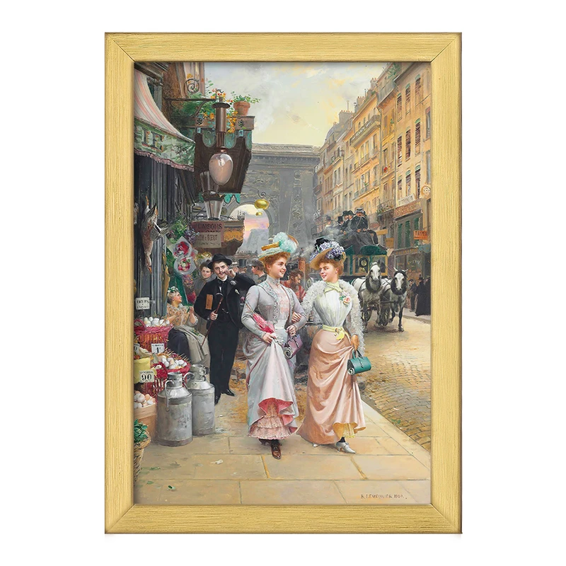 تابلو خندالو طرح نقاشی زنان زیبا در قدم زدن اثر باسیل لمونیه کد F12315