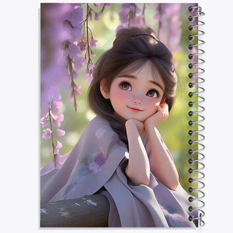 دفتر ژورنال نویسی 50 برگ خندالو مدل نقطه ای طرح دخترانه کیوت کد F4980