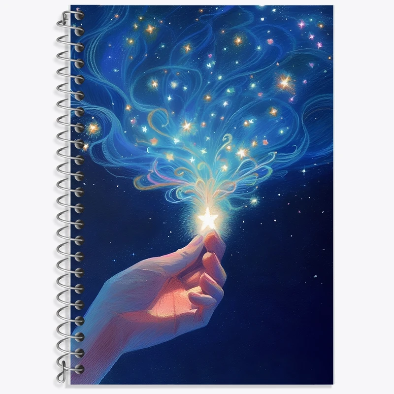 دفتر زبان 50 برگ خندالو مدل سه خط طرح ستاره و شب کد F8897