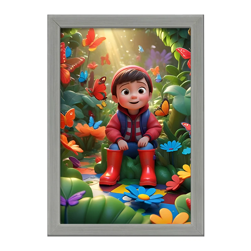 تابلو خندالو طرح پسر و پروانه ها کد F6527