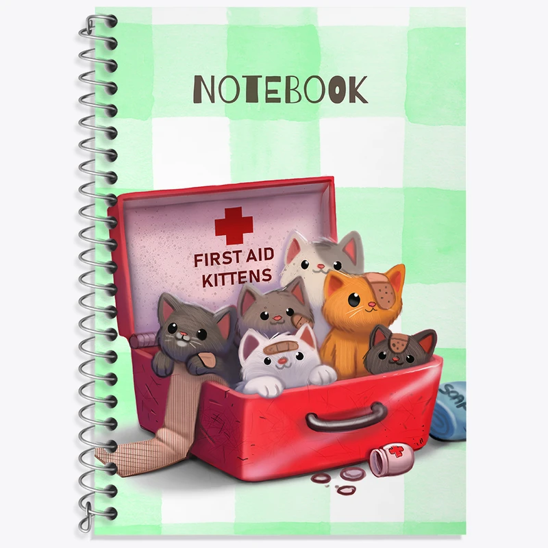 دفتر زبان 50 برگ خندالو مدل دو خط طرح گربه های زخمی بامزه کد N6536