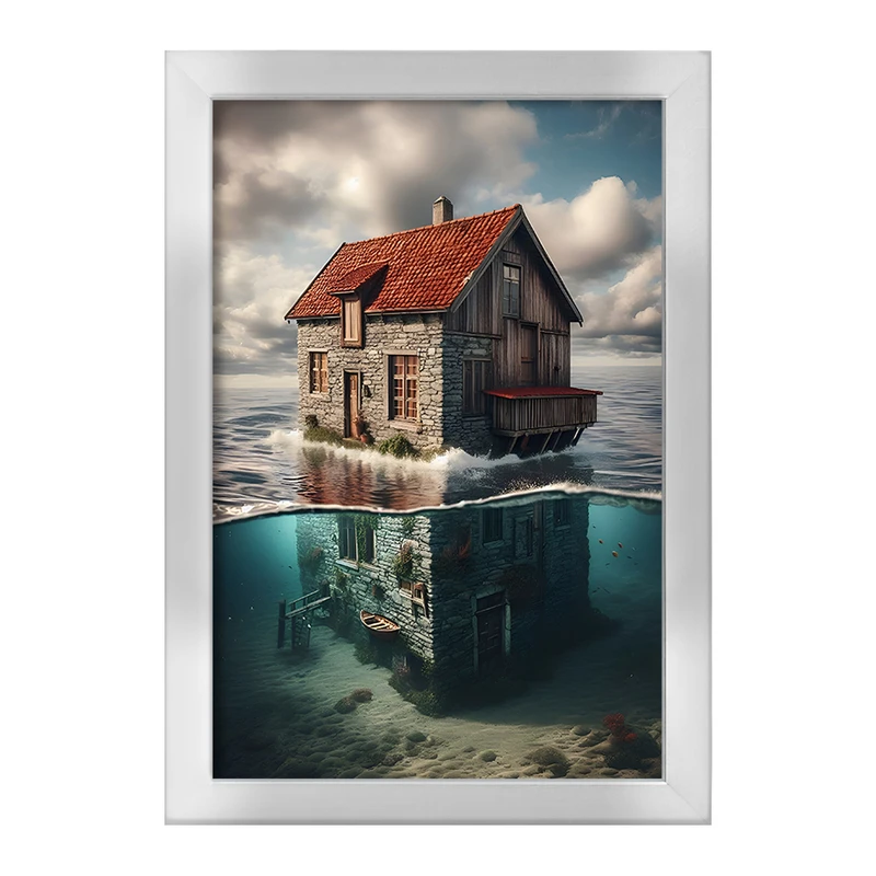 تابلو خندالو طرح خانه ی روی آب کد F6211