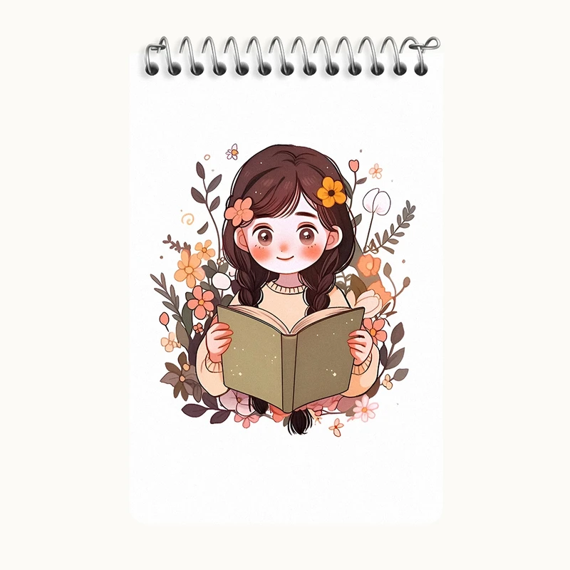 دفتر یادداشت 50 برگ خندالو طرح دختر کتاب خوان کد F4287