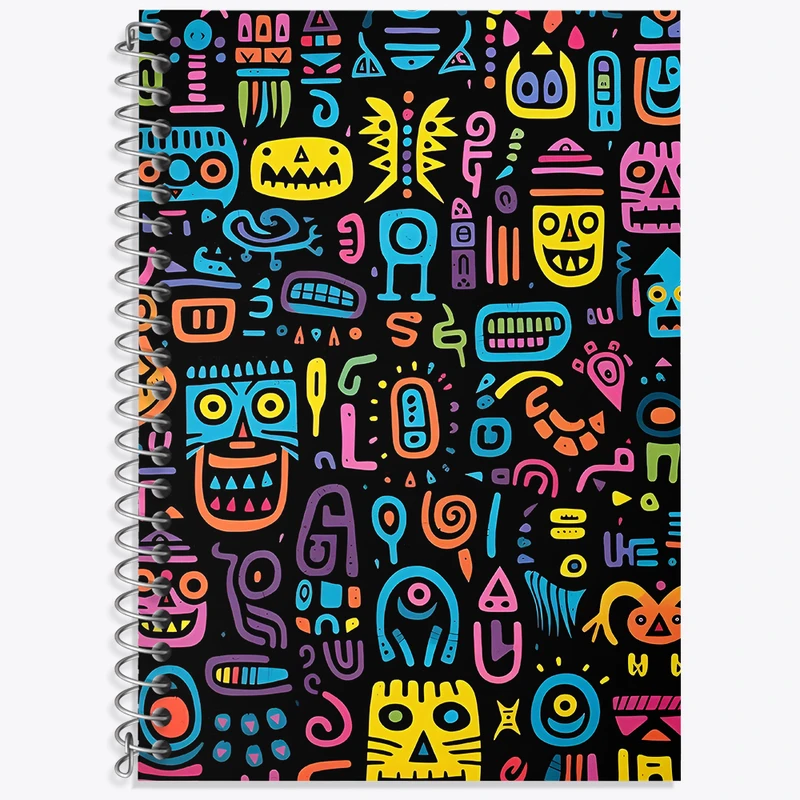 دفتر زبان 50 برگ خندالو مدل دو خط طرح پترن هیولایی کد N8543