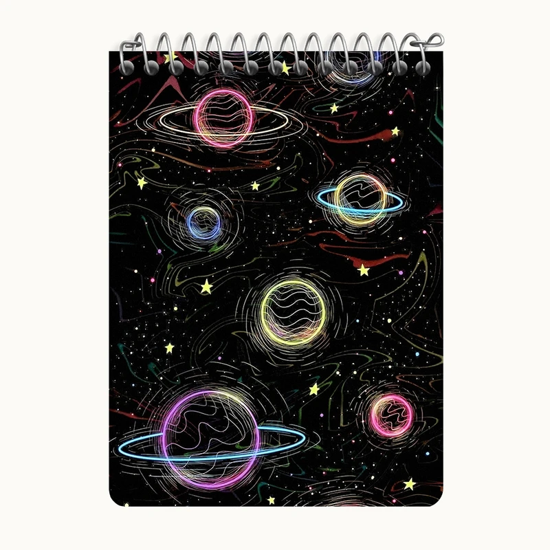 دفتر یادداشت 50 برگ خندالو طرح پترن فضایی کد N8549