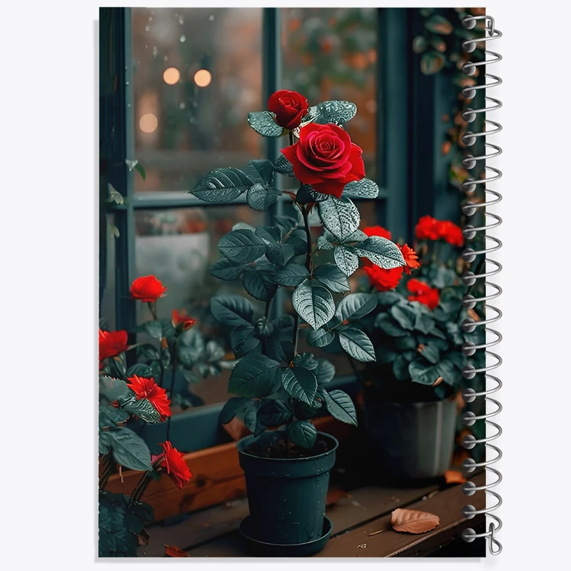 دفتر مشق 50 برگ خندالو طرح گلدان گل رز کد F12685