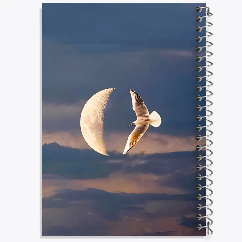 دفتر مشق 100 برگ خندالو طرح ماه و پرنده کد F8872