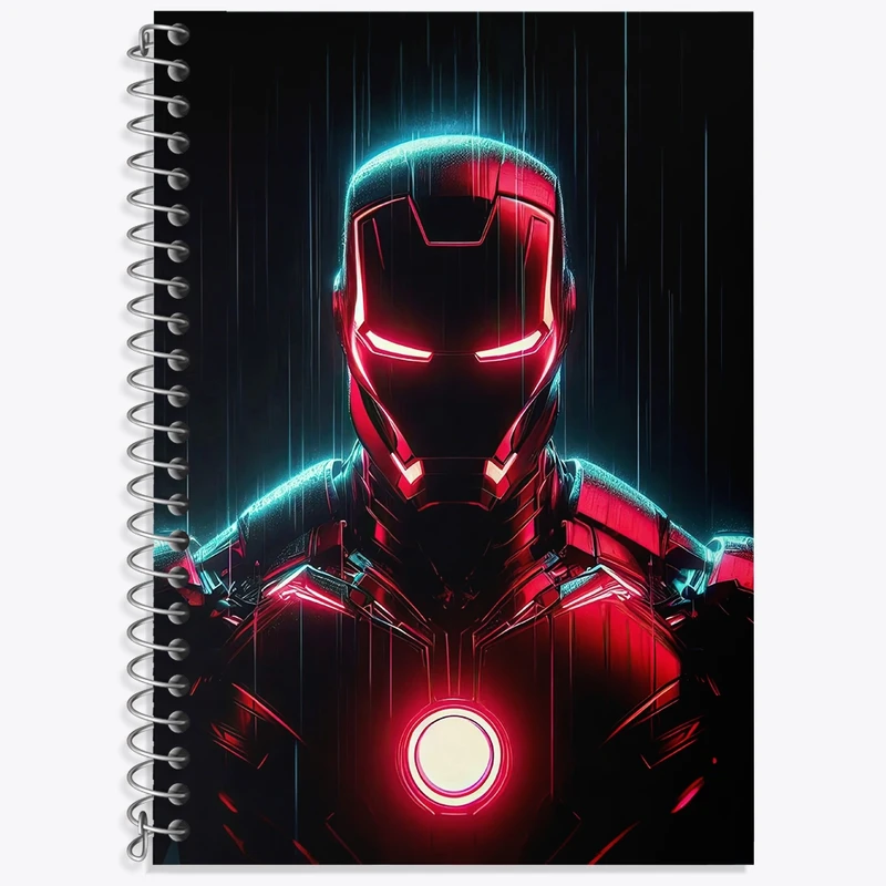 دفتر زبان 50 برگ خندالو مدل سه خط طرح مرد آهنی (Iron Man Marvel) کد N7922