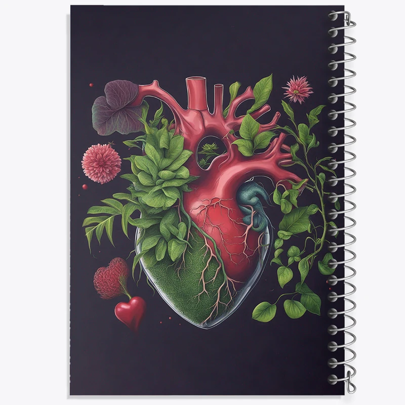 دفتر مشق 50 برگ خندالو طرح قلب و گل کد F2983