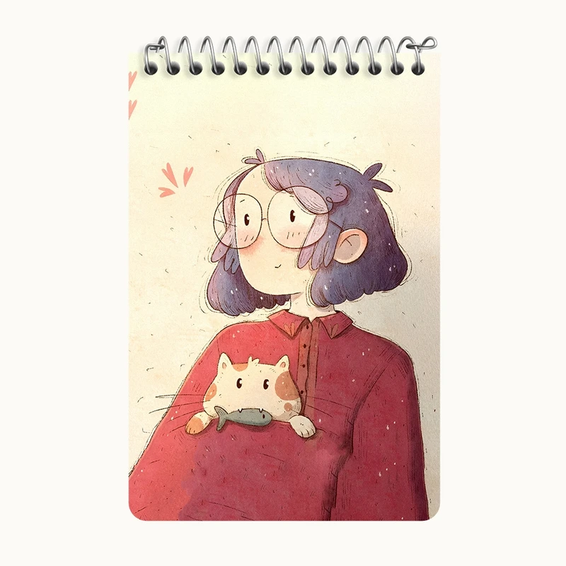 دفتر یادداشت 50 برگ خندالو طرح دختر و گربه کد F7419