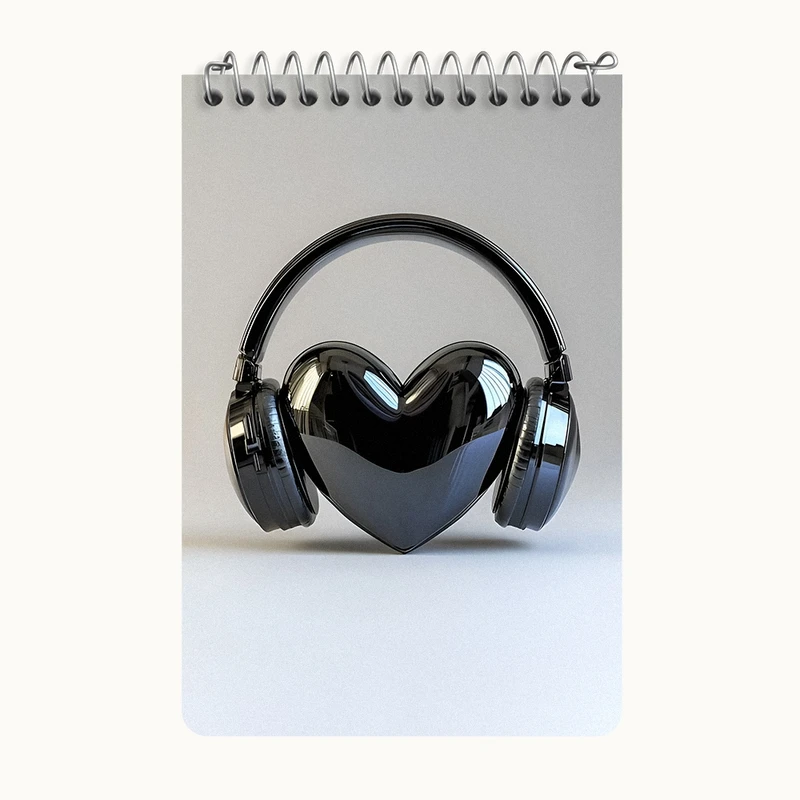 دفتر یادداشت 50 برگ خندالو طرح هدفون و قلب کد F11995