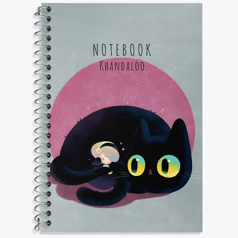 دفتر زبان 50 برگ خندالو مدل سه خط طرح دختر و گربه کد N6597