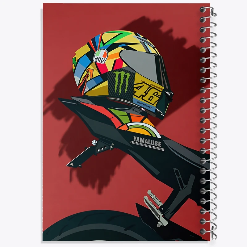 دفتر ژورنال نویسی 50 برگ خندالو مدل نقطه ای طرح موتور و کلاه کاسکت کد F3013