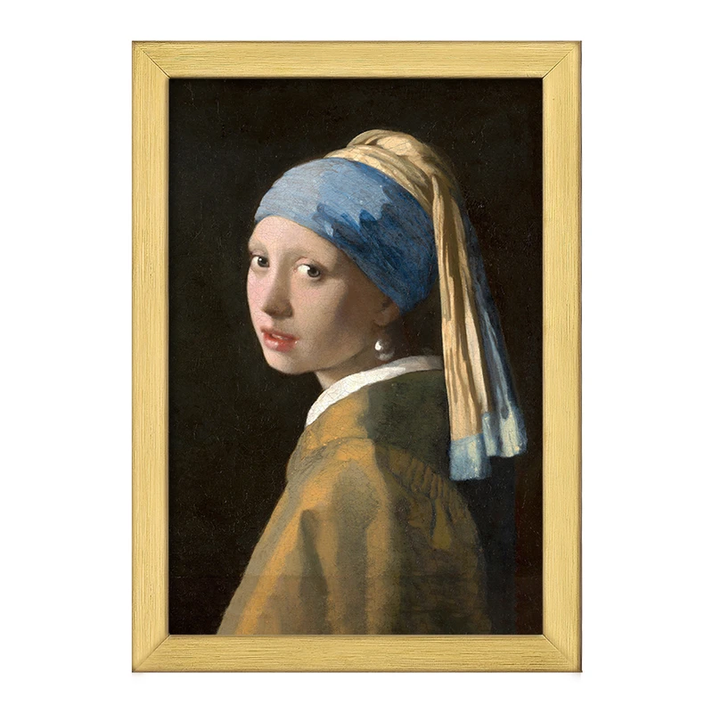 تابلو خندالو طرح نقاشی دختری با گوشواره های مروارید اثر یوهانس فرمیر کد F12424