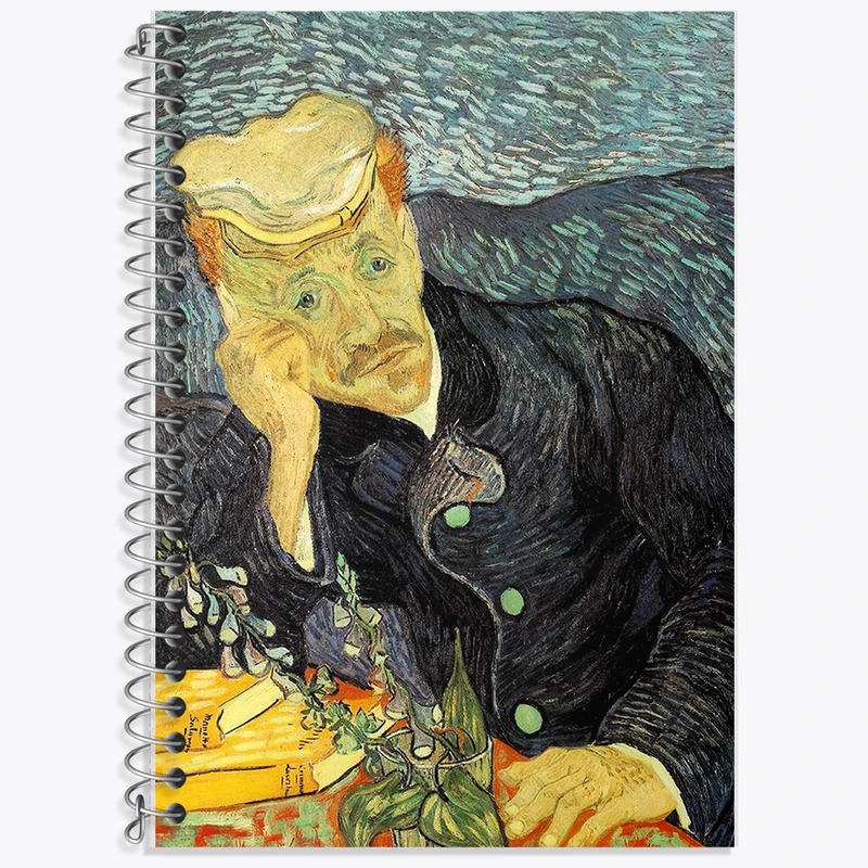 دفتر زبان 50 برگ خندالو مدل دو خط طرح نقاشی پرتره دکتر گچت اثر ونسان ون گوگ کد F12232