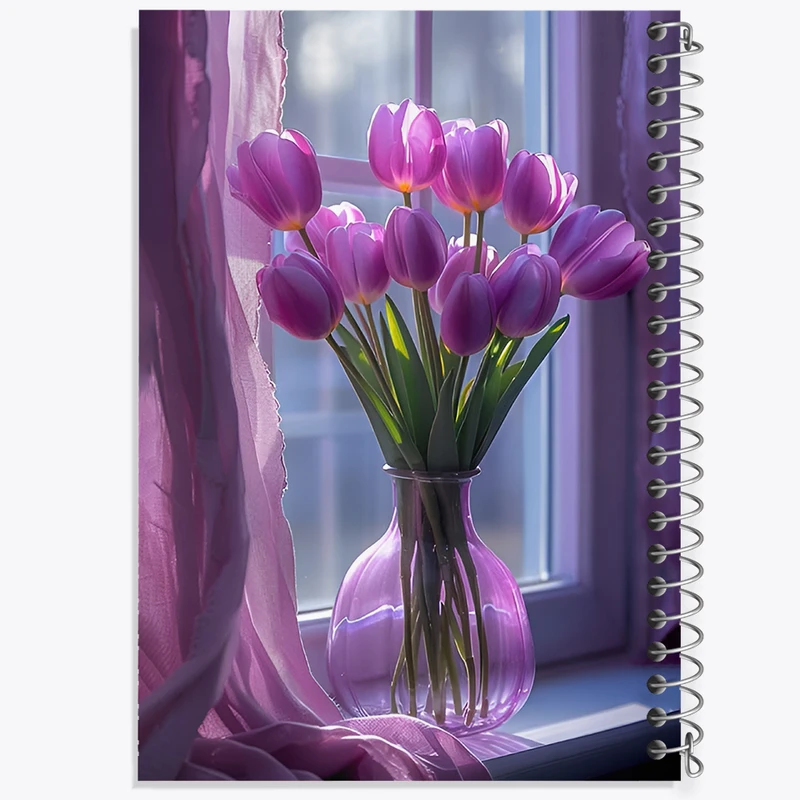 دفتر نقاشی 50 برگ خندالو طرح گلدان گل بنفش کد F12686