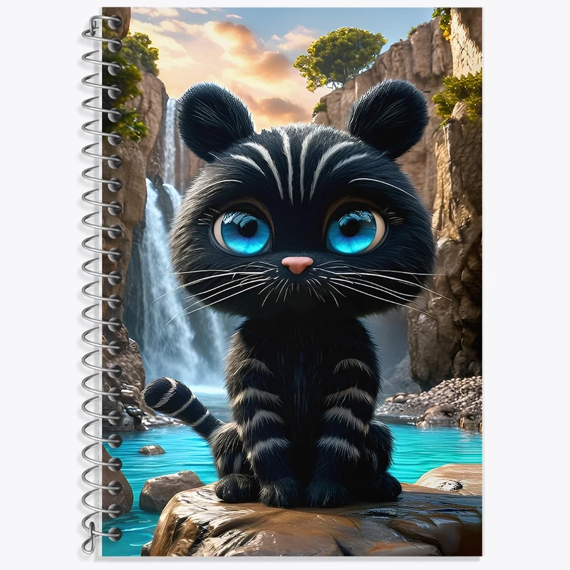 دفتر زبان 50 برگ خندالو مدل سه خط طرح ببر سیاه کد F12793